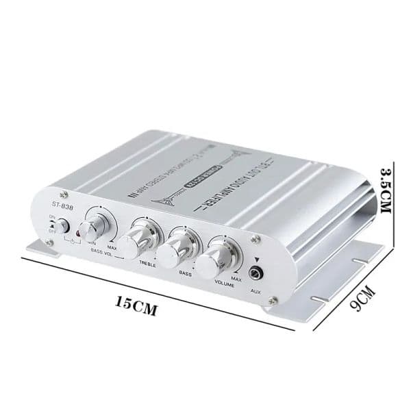 Car Audio Power Amplifier 2.0 Subwoofer Use 2.1 Bass Channel for Home Computer Laptop Smartphones AUX Jack With 12V Power Supply