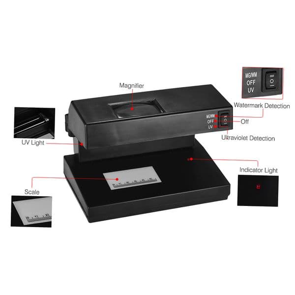 Portable Desktop Counterfeit Bill Detector Cash Currency Banknotes Checker Machine Support Ultraviolet /Watermark Money Tester