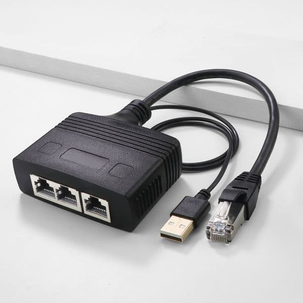 1x RJ45 Splitter 1 to 3 or 4 Ethernet Adapter Internet Network Cable Extender RJ45 Connector Coupler for PC Laptop TV Box Router