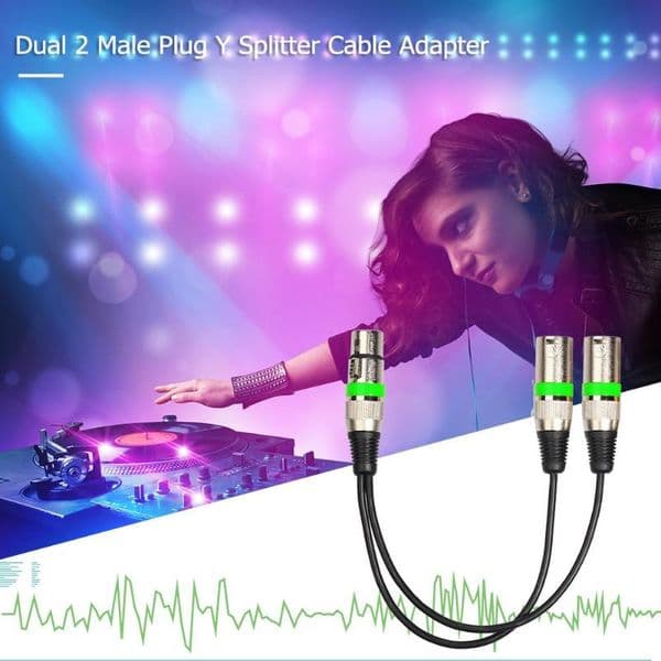 3Pin XLR Female Jack to Dual 2 Male Plug Y Splitter 30cm Adapter Cable Wire for Amplifier Speaker Headphone Mixer
