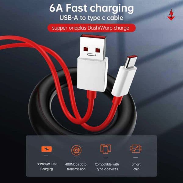 Original Oneplus Cable Warp Supervooc Usb Type C 100w 80w 65w Fast Charge Cord One Plus 11 10 Pro 9 8t Nord 3 lite 2t CE 2 pad