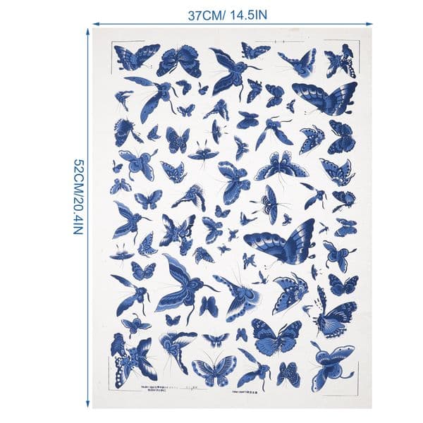 Ceramic Decals Pottery Clay Transfer Paper Blue White Underglaze Flower Bird Pattern Paper Porcelain Ceramics Clay