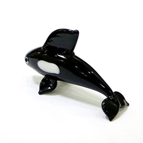 Miniature Glass Killer Whale Figurine Cute Vivid Sea Animals Craft Ornaments Gifts For kids Home Table Aquarium Decor Collection