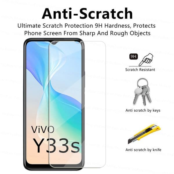 4IN1 Clear Glass For Vivo Y33S Screen Protector Vivo Y33S Front Tempered Glass Vivo Y20T Y12S Y21 Y31 Y51 Y33S Y33T Y53S Y72 5G