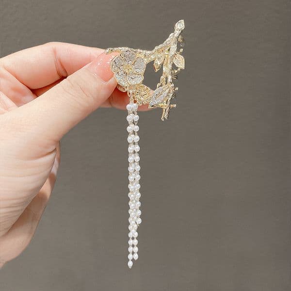 Super Fairy Rhinestone Tassel Butterfly Clip Female Back Head Temperament Hair Accessories Hair Clip Half Tie Shark Hair Clip