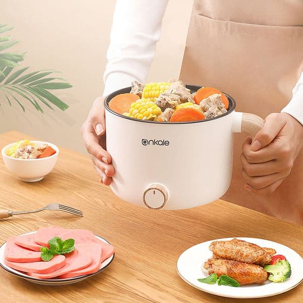 1.5L Household MultiCooker Electric Cooking Pots Non-stick Rice Cooker Hotpot Noodles Soup Pot Egg Food Steamer Heating Pan 220V