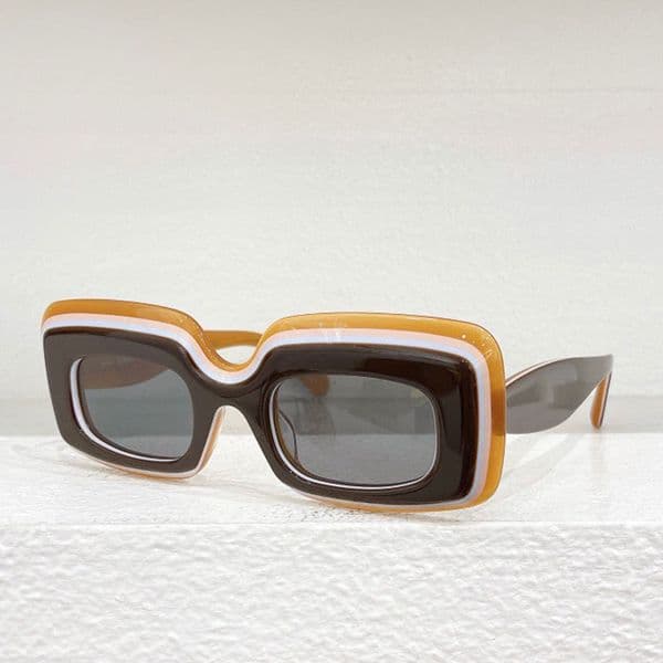 Luxury Mens Womens designer multi layer rectangular sunglasses LW40139 Rainbow frame sunglasses UV400 with gold logo design on the protective mirror legs