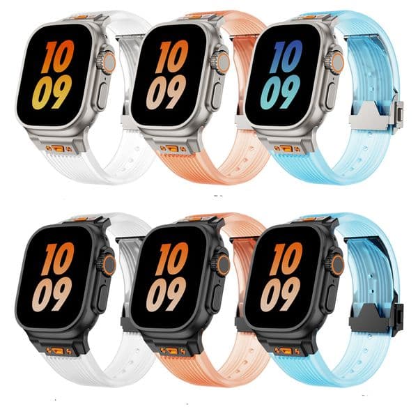 Stainless Steel Case and Clear Watch Band for Luxury Applewatch band Series 9 49 mm Strap S8 Ultra 2 44MM 42MM 45mm Designer Iwatch Straps smartwatch Iwatchband