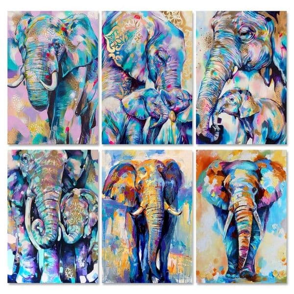 Oil Painting By Numbers Colour Elephant Animal 60x75cm Frame Picture By Number HandPainted Unique Gift Home Decorations