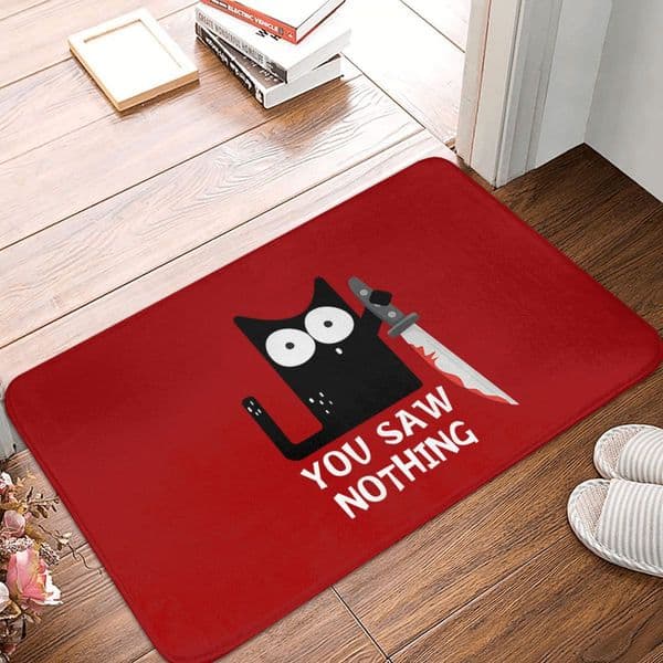 Killer Cat Bathroom Mat You Saw Nothing Doormat Living Room Carpet Entrance Door Rug Home Decor