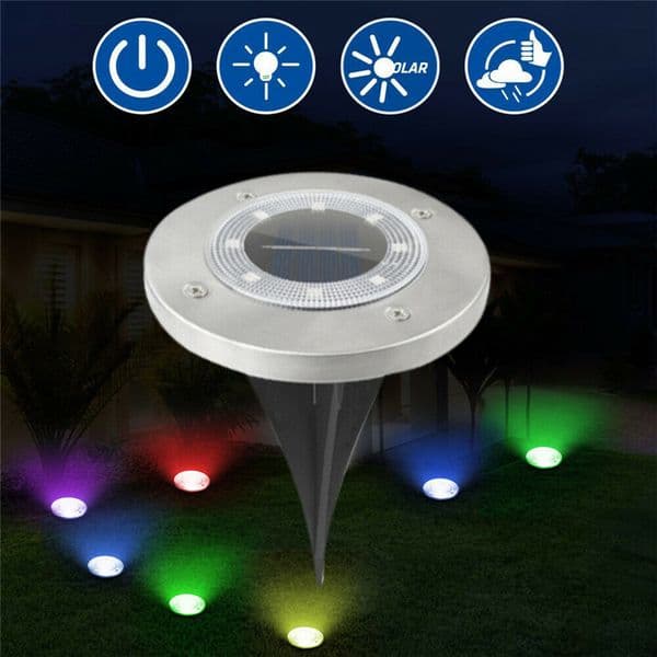 8 LED Solar Lawn Yard Led Light Buried Garden Decorative Lamp Waterproof Outdoor PathWay Underground Spot Lights Color Changing