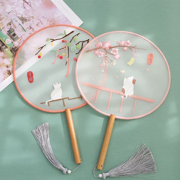 Embroidery Kit For Beginner Chinese Style Embroidery Hand Fan Cross Stitch Set Flowers Plant Hoops Chinese Clothing Cheongsam