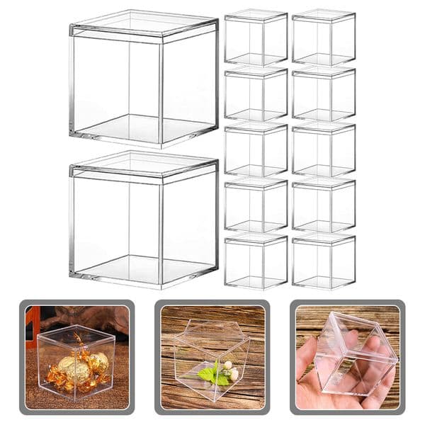 Transparent Box Candy Square Container Acrylic Case Jewelry Lids Chocolate Storage Mini Organizer Bead