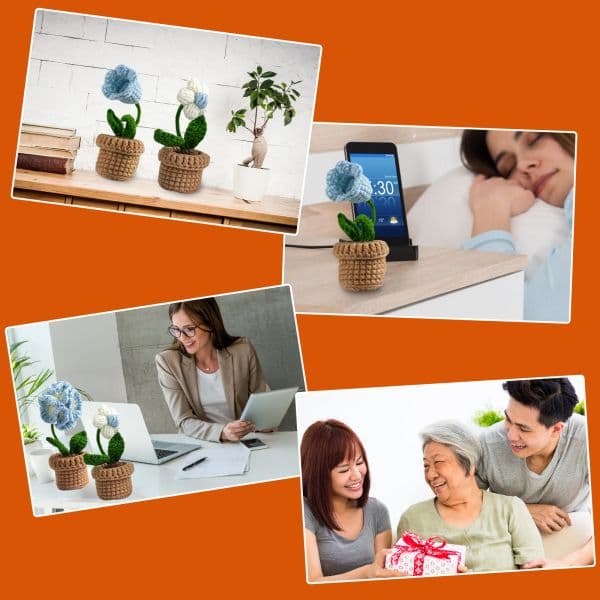 6Pcs Crochet Potted Kit DIY Potted Flowers Plants Craft Complete Crochet Set Beginner Knitting Handmake Home Decorations