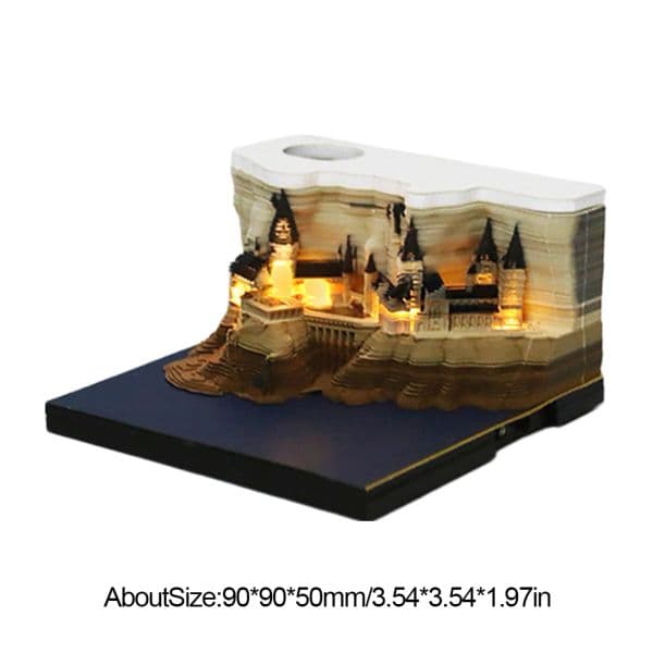 Magic Castle 3D Notepad 2024 Calendar Memo Pad Block Notes Hary Design Note Paper Stationery Accessories Novelty Gift With Light