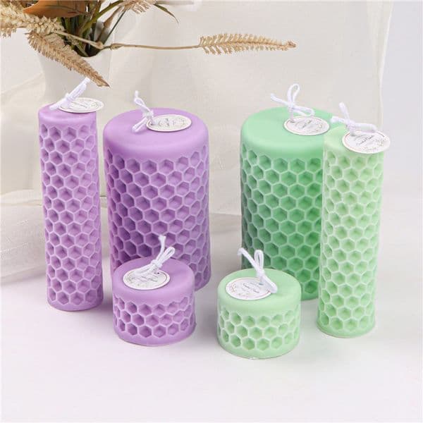 3Styles Silicone Cylinder Honeycomb Candle Mold DIY Concave Convex Cylindrical Soap Plaster Craft Resin Making Tool Home Gift