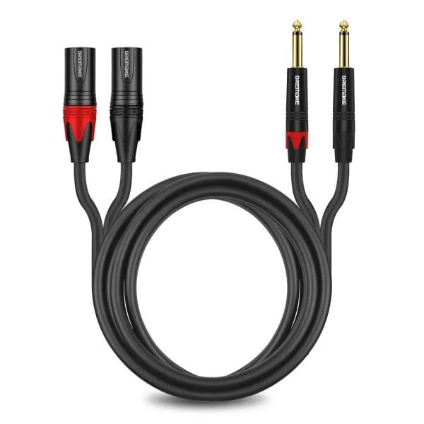DREMAKE Hifi Audio Cable Dual 6.5mm Male to Dual XLR Male for Amplifier Mixing Board Console 2 XLR to 2 x 1/4" 6.35mm Jack Cord