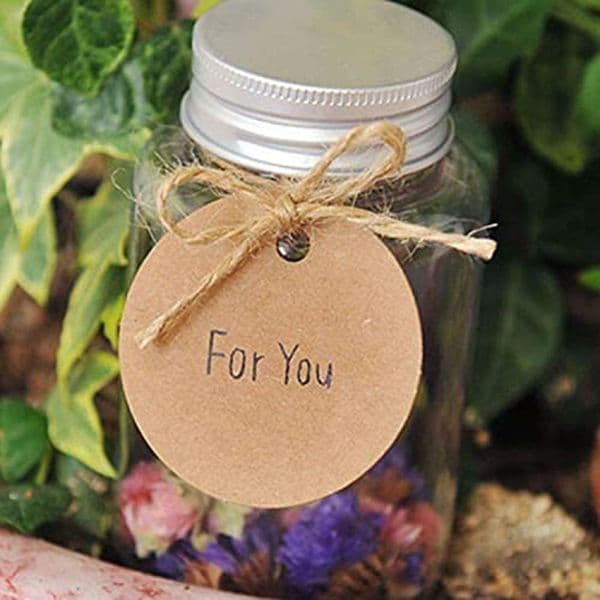 100pcs 6cm Round Kraft Tags DIY Blank Tags Paper Labels With 20m Jute Twine For Wedding Birthday Scrapbooking Party Supplies