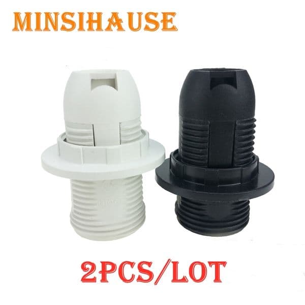 2PCS E14 Plastic Retro Antique Lamp Base Holder Screw Medium Shell Bulb Light Screw Socket with Rings DIY Lighting Accessories