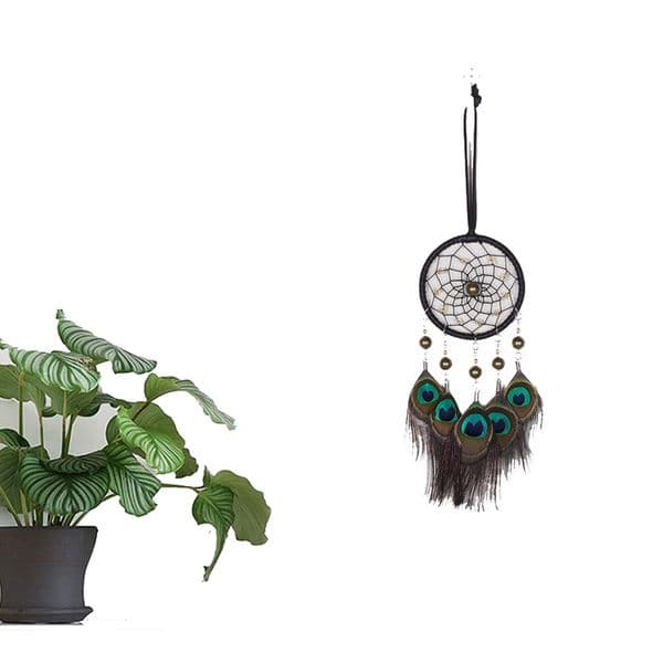 Handmade Lace Dream Catcher Wall Hanging Feather Natural Bead Hanging Decor Gift Retro Manual Dream Catchers Home Decoration