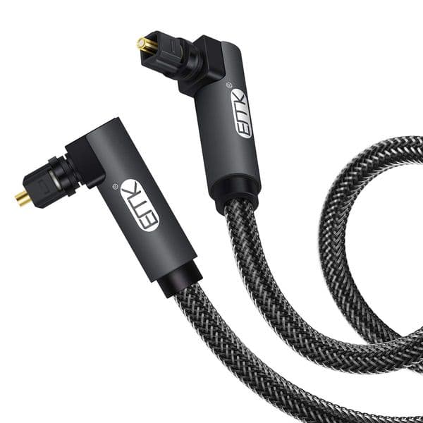 EMK Dual 90 Degree Optical Cable Right Angle Optical Audio Cable Toslink Cable Male to Male for TV Speaker PS4 Soundbar
