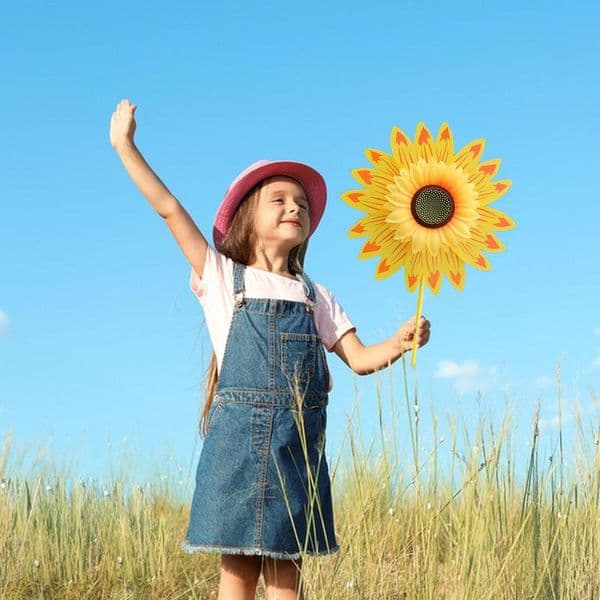 Sunflower Windmill Fold Able Multifunctional Pinwheels For Lawn Bright Colors Outdoor Rainbow Pinwheels Home Garden Decoration