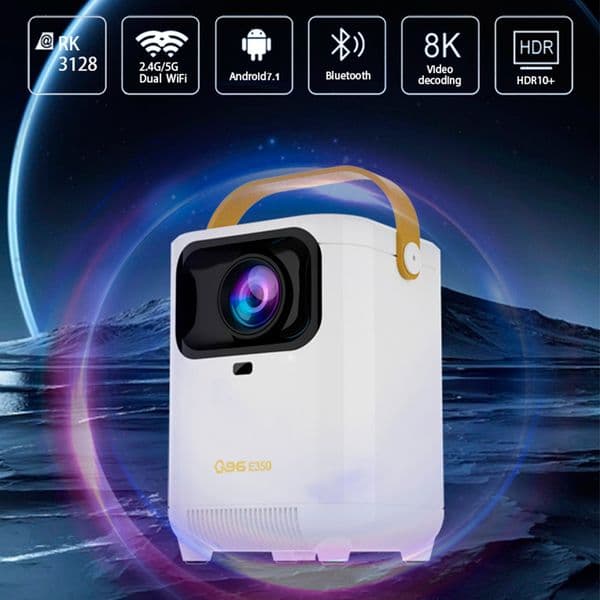 E350 Projetor 4K Home Theater Portable Projector Android7.1 Device Outdoor Dual Band WiFi6 BT5.0 120 ANSI 1280x720P HD Projector