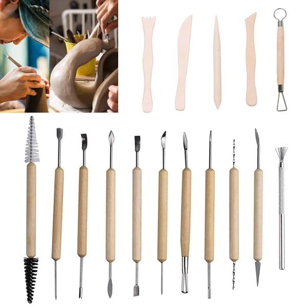 5pcs 11PCs Soft Clay Sculpture Pottery Tool DIY Handmade Carving Knife Set with Wooden Handle Ceramics Modeling Graving Tools