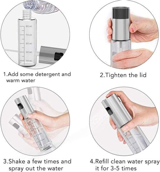 2Pcs 90ml Cooking Oil Sprayer Glass Oil Spray Bottle Hot Air Fryer Clear Glass Cooking Oil Sprayer Sprayer Grilling Air Fryer
