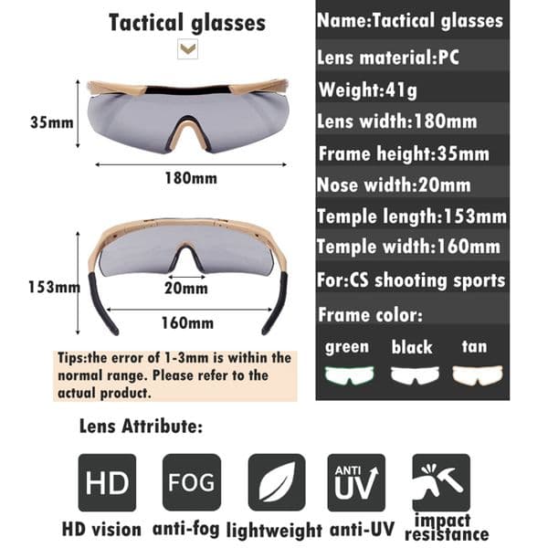 Tactical Sunglasses Mens Military Glasses Motocycle Outdoor Sport Windproof Hiking Goggles 3 Lens Eyewear Oculos