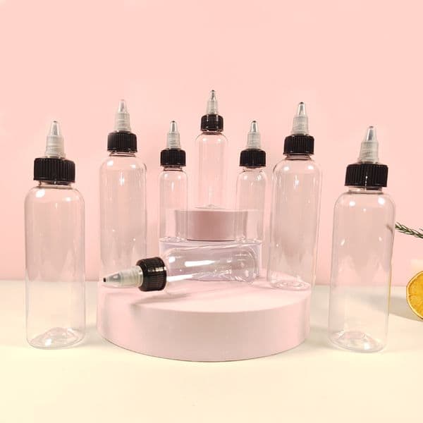 10Pcs 30-120ml Plastic PET Squeezable Bottles Dispensing Hair Applicator Container with Twist Top Cap For Liquids Paint Ink Oils