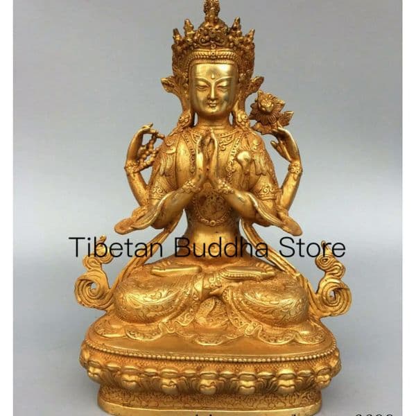 Handmade Tibetan avalokiteshvara Chenrezig Buddha Statue guanyin Buddhism