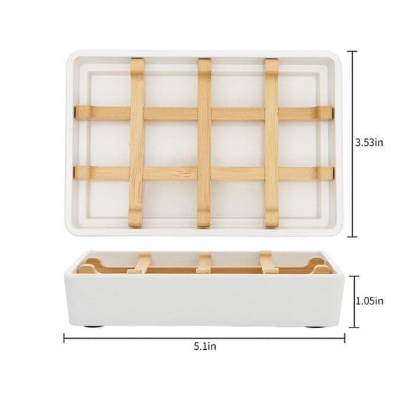 Bamboo Soap Dish for Shower Wooden Soap Bar Holder for Bathroom Soap Tray Bottom with Four Anti Slip Pads