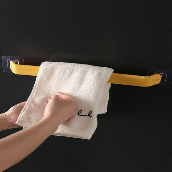 Self Adhesive Bathroom Towel Bar Shelf Rack Holder Bathroom Toilet Towel Rack Kitchen Rag Rack Single Rod Storage Wall Mounted