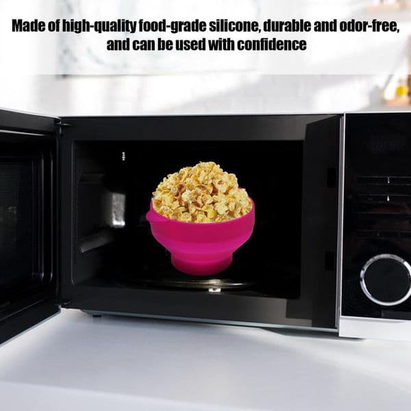 Microwave Popcorn Bowl Silicone Puffed Corn Pot Portable Small Flower Lid Container Movie Night Snack Vessel For Home And Travel