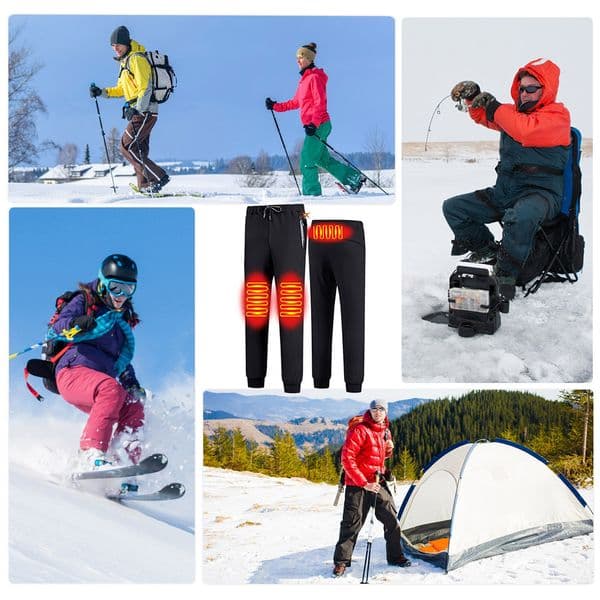USB Charging Warm Heating Pants Plush 3 Heated Areas Thermal Heating Trousers 3 Temperature Control for Fishing Hiking Camping