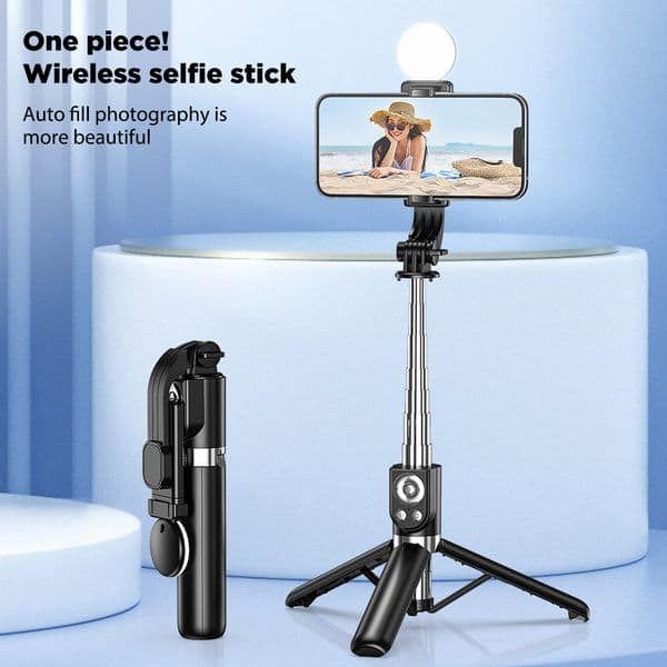 3-in-1 Handheld Gimbal Tripods Bluetooth-compatible4.0 Telescopic Mobile Phone Racks with Fill Light for Selfies Video Recording