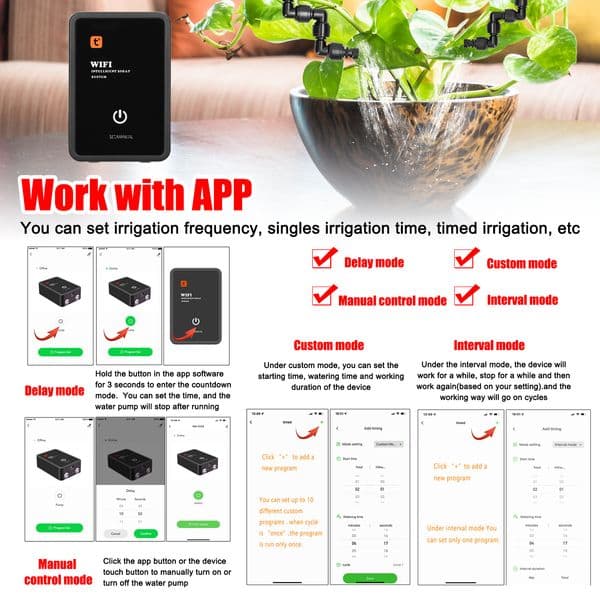 APP Control Automatic Watering Device Compatible Tuya WiFi Intelligent Sprinkler Controller Spray Garden Terrace Potted