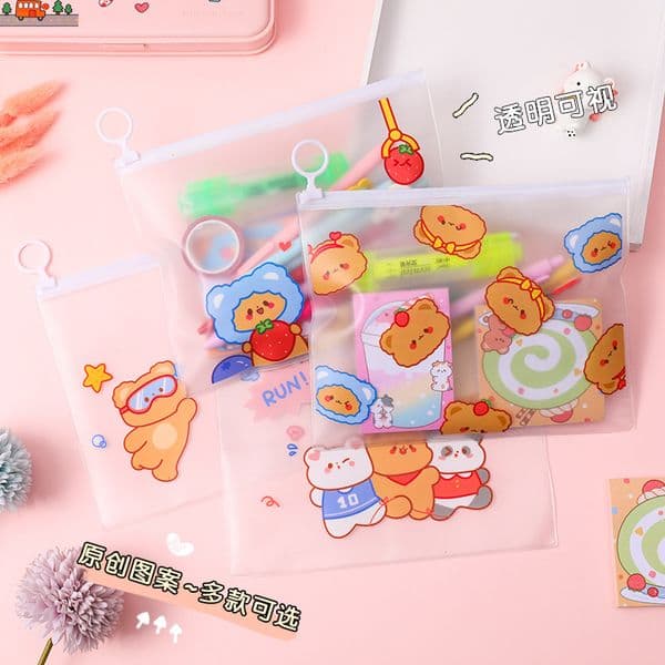 Cute Bear Portable Storage Bag Test Paper File Storage Organize Student Folders Desk Storage