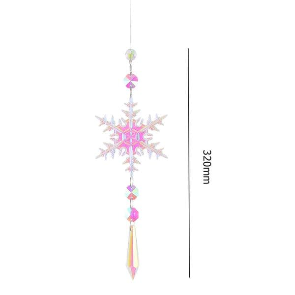 Snowflake Crystal Pendant Wind Chime Prism Sun Catchers Windbell Handmade Jewelry Reflective Wind Chime for Living Room