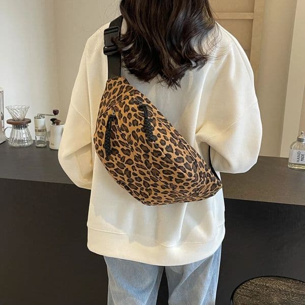 2024 Hot Selling Women's Large Capacity Leopard Pattern Solid Color Zipper Nylon Crossbody Fashion Shoulder Bag H6.29#24