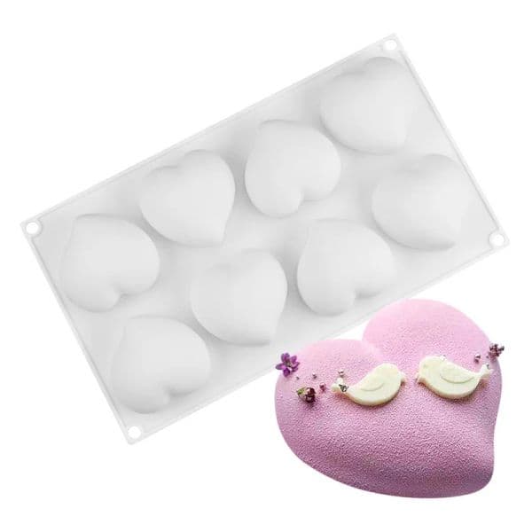 8 Cavity Heart Silicone Cake Mold for Valentine's Day Chocolate Mousse Dessert Jelly Pudding Bread Bakeware Pan Decorating Tools