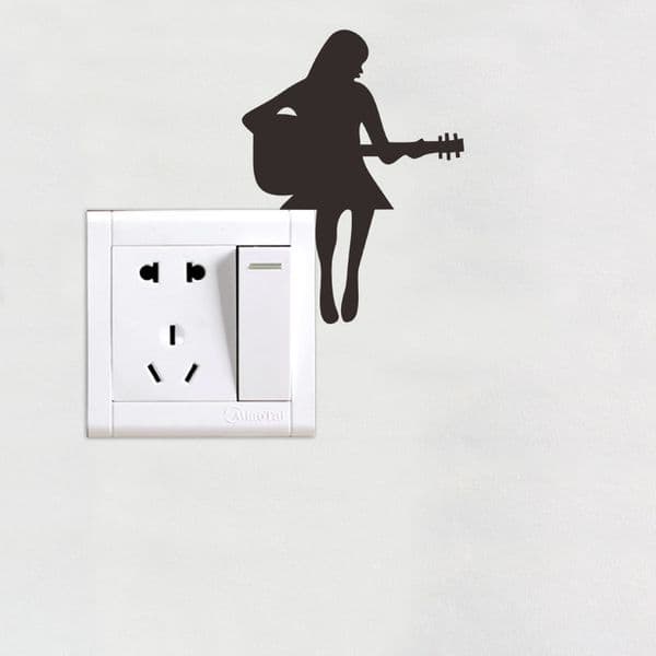 Fun Music Performance Switch Stickers Art Paper Cut Silhouette Decal Switch Socket Decor Wall Sticker Self Adhesive Wallpaper