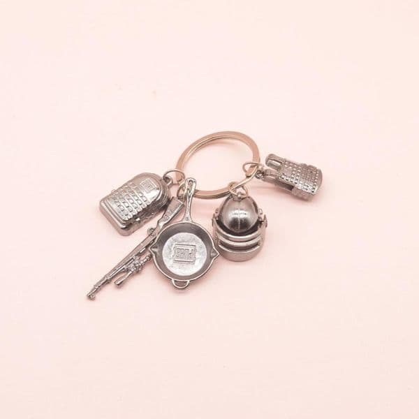 PUBG Keychain Playerunknowns Battlegrounds Backpack Armor Helmet Pan 98k Flare Gun Keyring Key Chain Ring Army Jewelry Wh