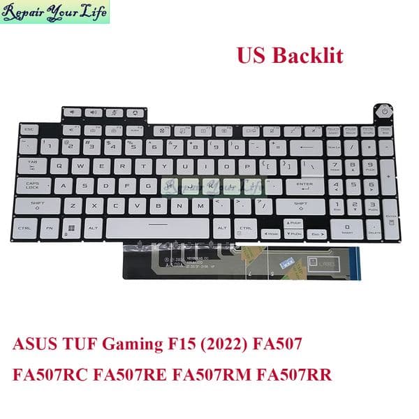 US English Laptop Keyboard Backlight for ASUS TUF Gaming F15 (2022) FA507 FA507RC FA507RE FA507RM FA507RR V210846DS1 V210861AS