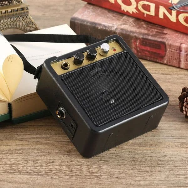 Mini Guitar Amplifier Amp Speaker 5W with 6.35mm Input 1/4 Inch Headphone Output Supports Volume Tone Adjustment Overdri