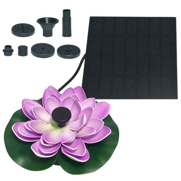 Lotus Shape Waterfall Fountain Life Up To 20000 Hours Solar Powered Fountain Pump 2.5W Water Lily Ornaments for Decore Garden