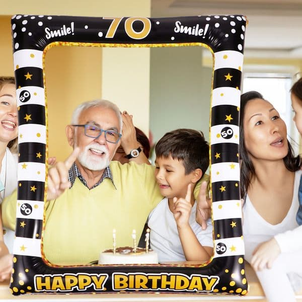 Happy Birthday Photo Booth Frame PVC Inflatable Photo Frame Festival Photo Props Party Supplies For Age 16 40 60