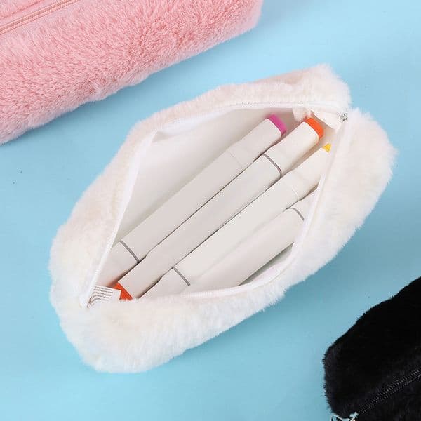 Cute Color Plush Pencil Pouch Pen Bag For Girls Kawaii Stationery Large Capacity Pencil Case Pen Box Cosmetic Pouch Storage Bag