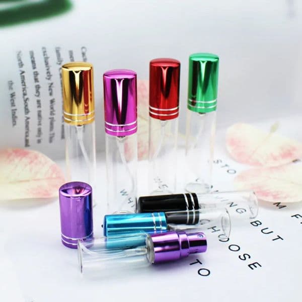 50pcs 5ML 10ML Transparent Thin Glass Spray Bottle Sample Clear Vials Portable Mini Perfume Atomizer